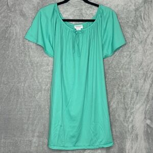 Improved Living 3X Shirt Top Green Solid Short Sleeve Scoop Neck Lightweight